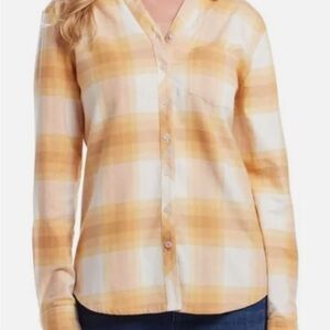 Weatherproof Vintage Women's Comfort Stretch Flannel Shirt, Yellow, Size Small